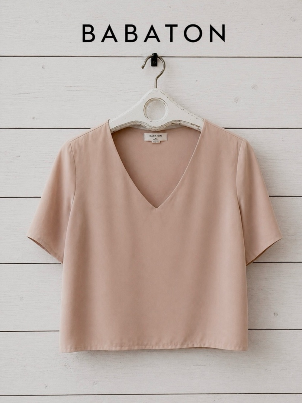 BABATON Peach Blush V-Neck Blouse Size M
